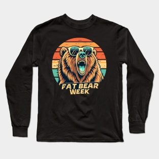 fat bear week retro sunset Long Sleeve T-Shirt